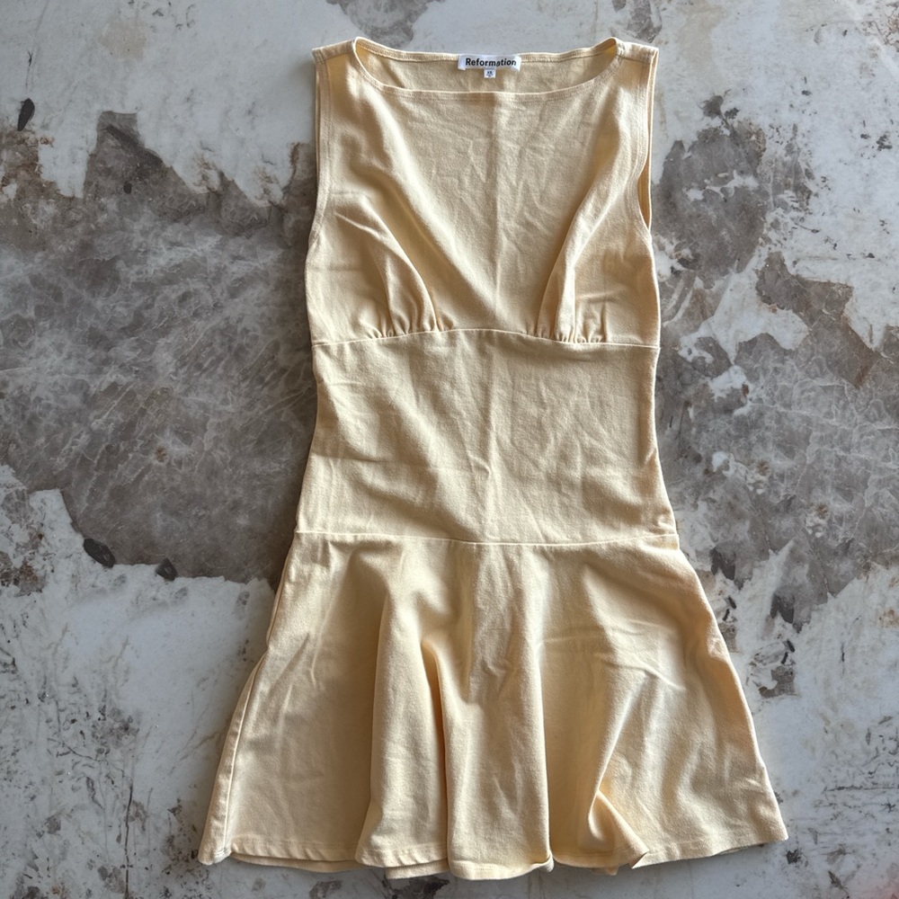 Reformation Butter Yellow Sleeveless Fit-and-Flare Dress